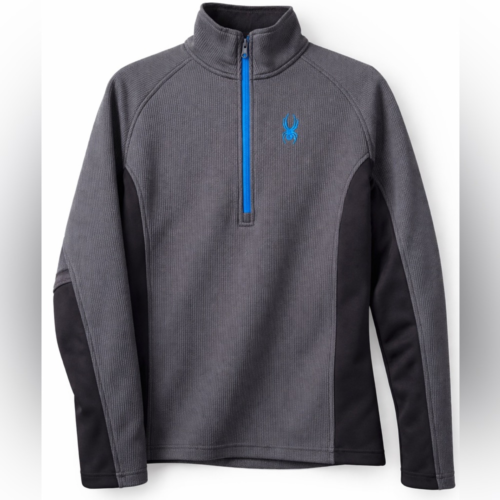 Mens’ Gray Half-Zip Pullover Jacket with Blue Accent